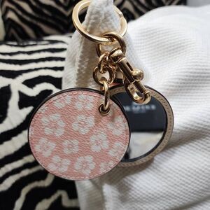 Coach Mirror Bag Charm With Graphic Ditsy Print